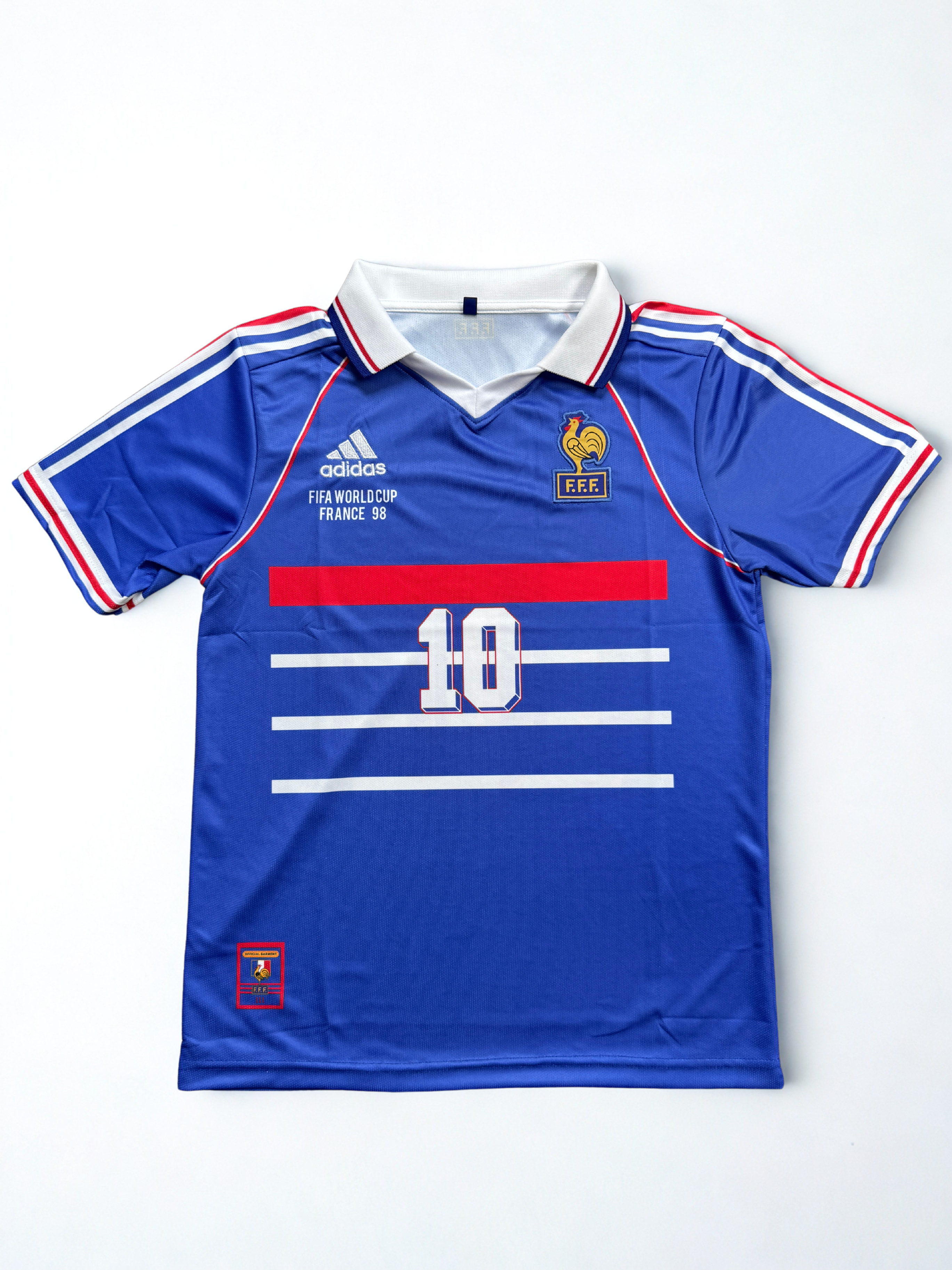 FRANCE 1998 HOME BLUE  KIT ZIDANE POLO-EMBROIDERY
