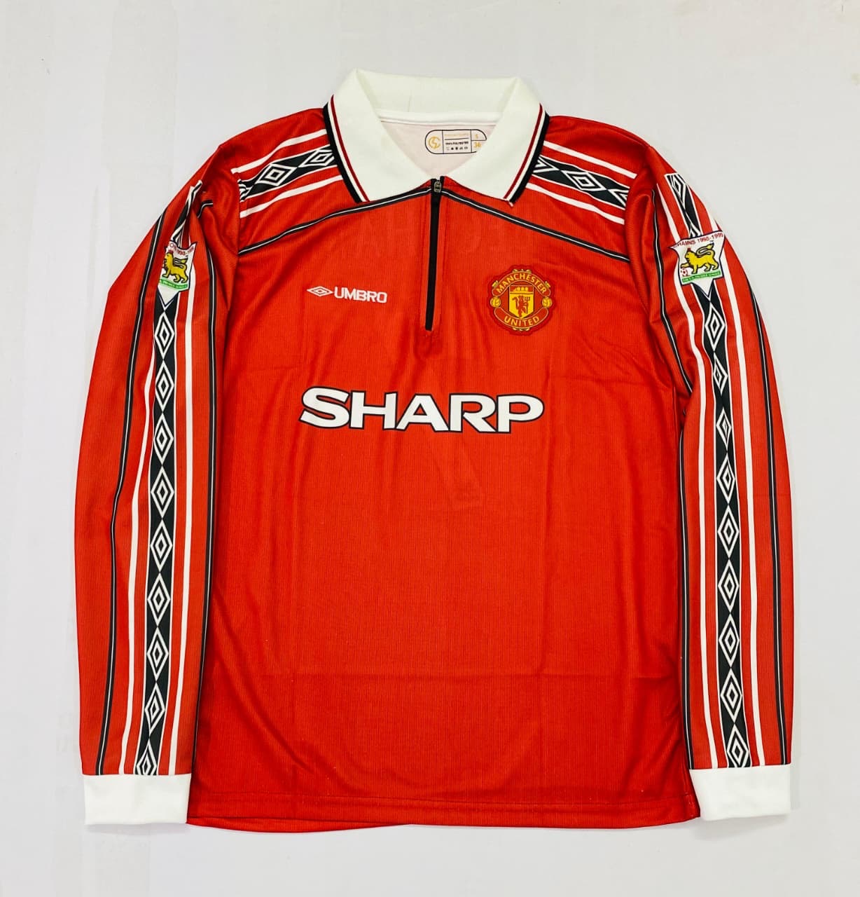 MAN UTD RED BECKHAM POLO FULL SLEVEE ZIP -EMBROIDERY