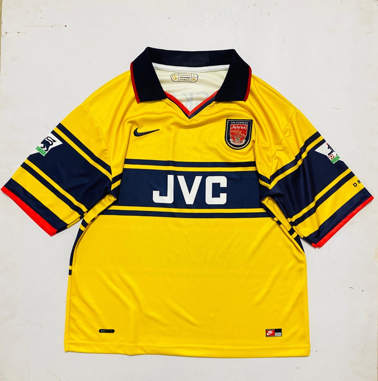 ARSENAL 1997/99 AWAY COLLAR  FIVE SLEVEE - EMBROIDERY