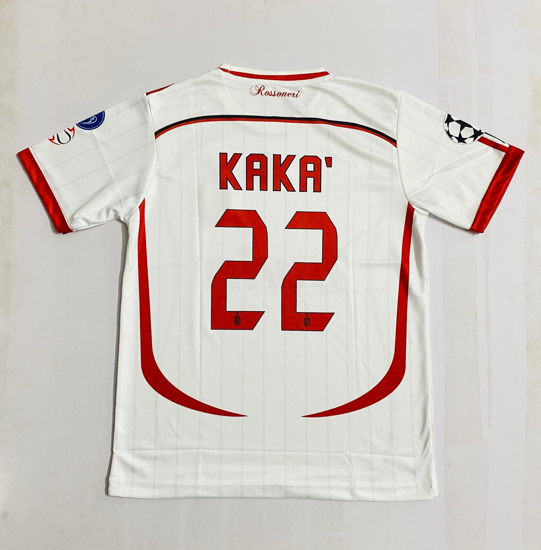 AC MILAN 2008 UEFA FINAL  WHITE HALF SLEEVE  -EMBROIDERY