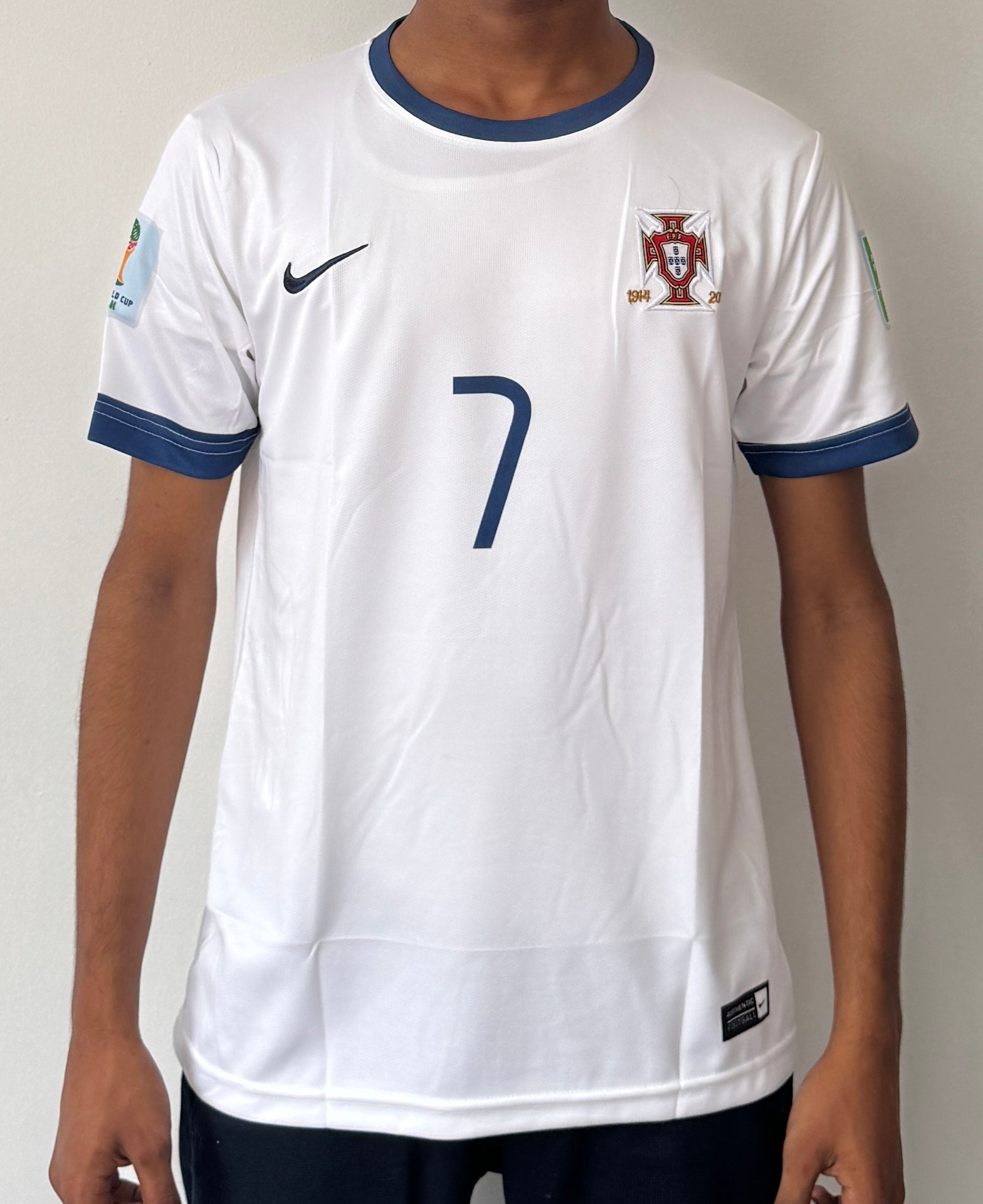 PORTUGAL 2014 AWAY WHITE RETRO JERSEY CR7-EMBROIDERY