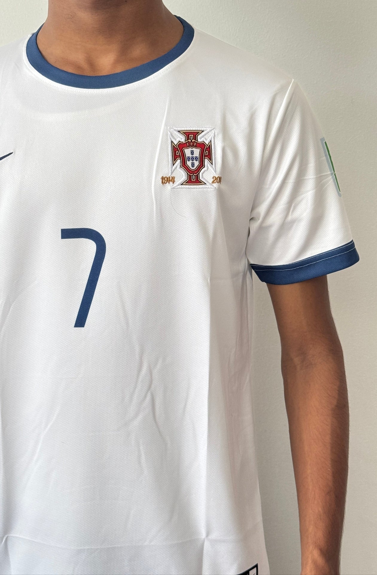PORTUGAL 2014 AWAY WHITE RETRO JERSEY CR7-EMBROIDERY