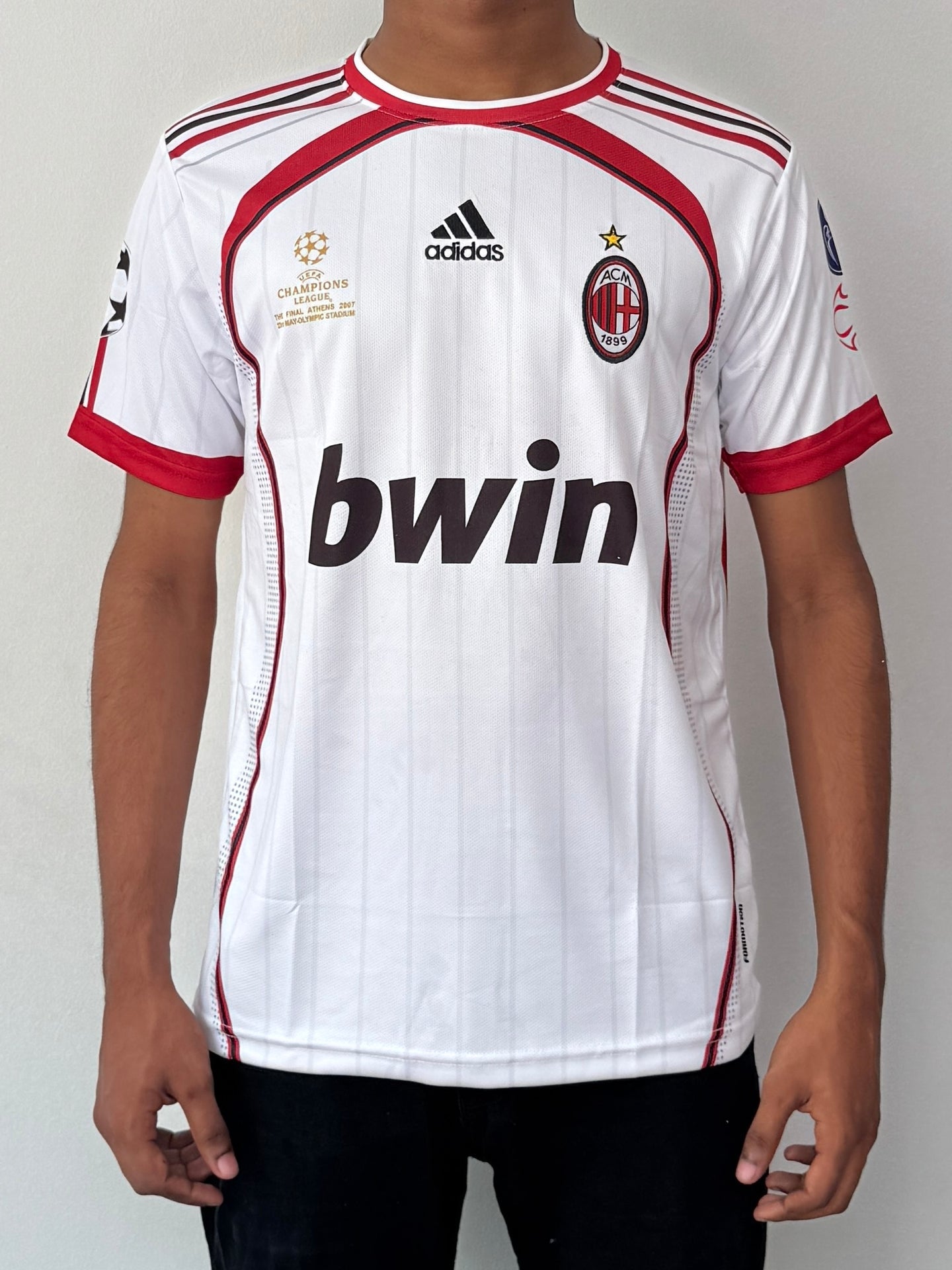 AC MILAN 2008 UEFA FINAL  WHITE HALF SLEEVE  -EMBROIDERY