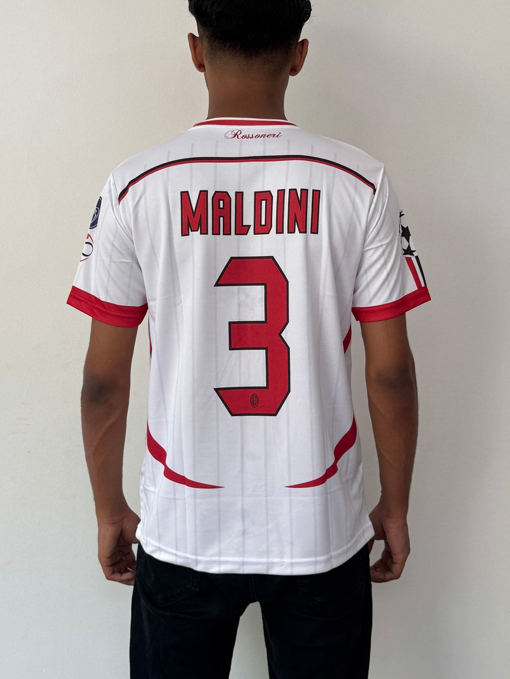AC MILAN 2008 UEFA FINAL  WHITE HALF SLEEVE  -EMBROIDERY