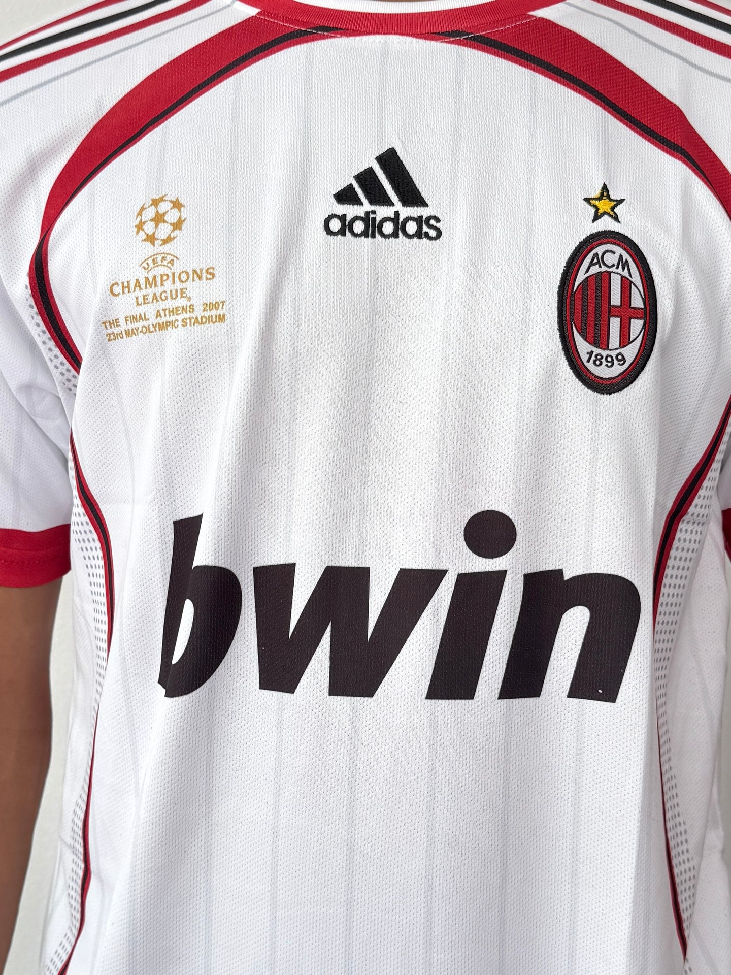 AC MILAN 2008 UEFA FINAL  WHITE HALF SLEEVE  -EMBROIDERY