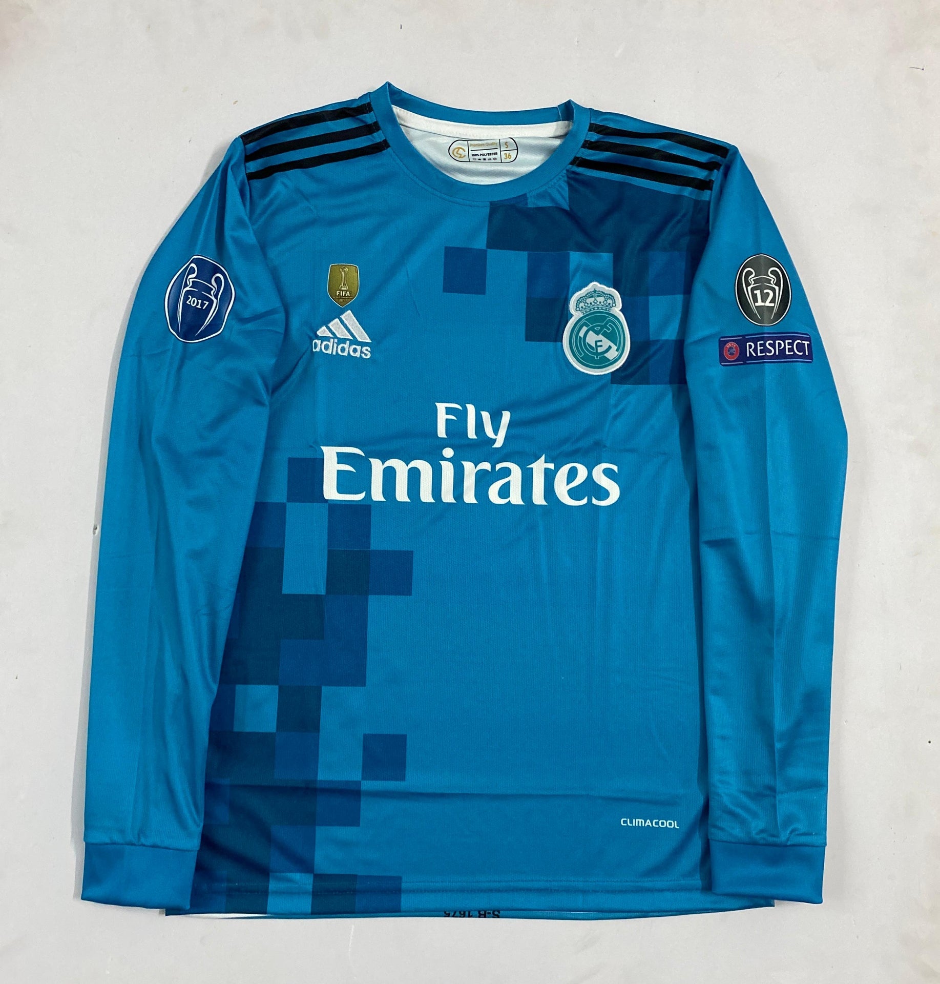 REAL MADRID 2017/18 THIRD KIT BLUE CR7  -FULL SLEVEE EMBROIDERY