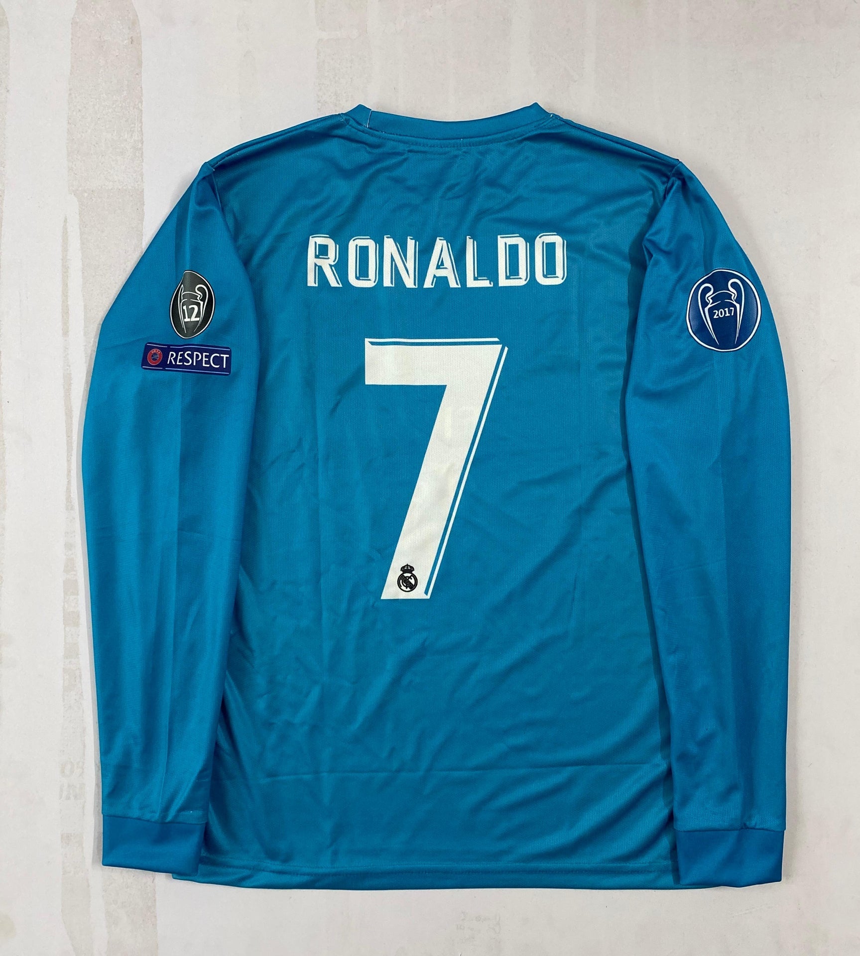 REAL MADRID 2017/18 THIRD KIT BLUE CR7  -FULL SLEVEE EMBROIDERY