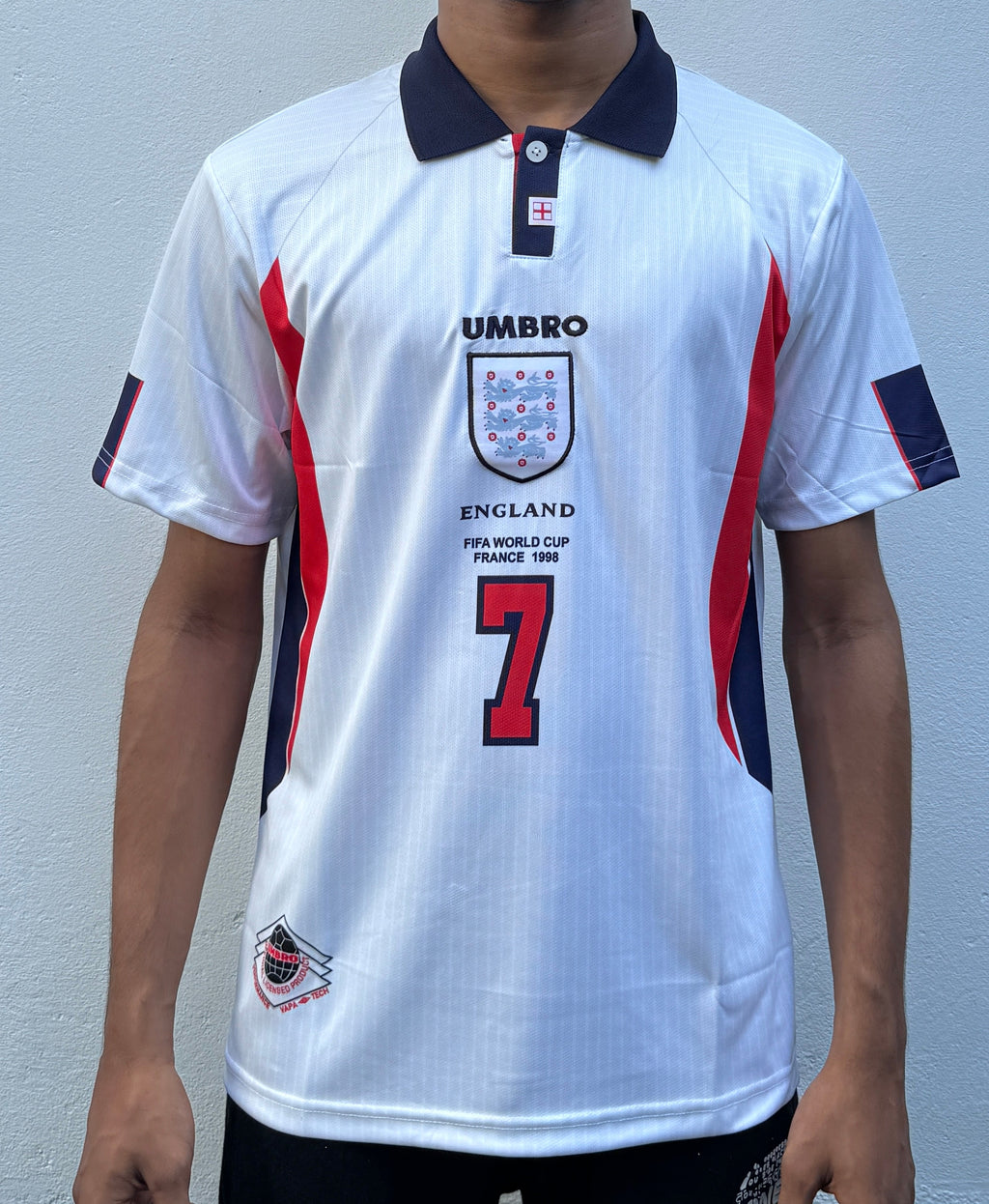 David Beckham England 1998 White-EMBROIDERY