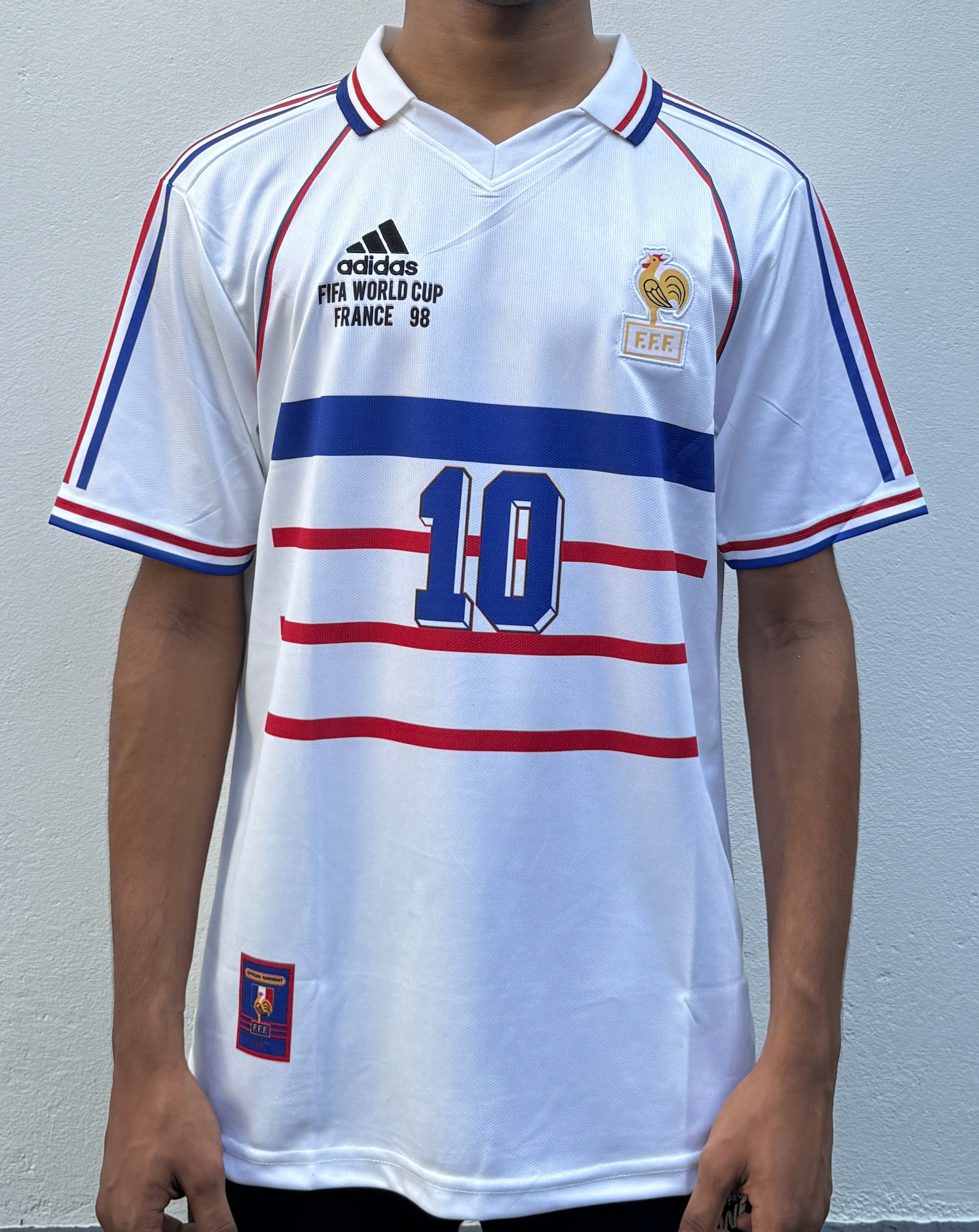 FRANCE 1998 (AWAY WHITE  KIT) ZIDANE POLO-EMBROIDERY